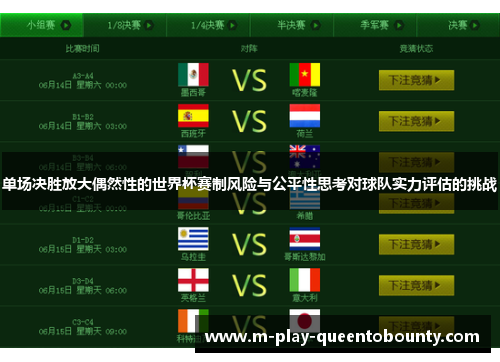 单场决胜放大偶然性的世界杯赛制风险与公平性思考对球队实力评估的挑战 单场决胜放大偶然性的世界杯赛制风险与公平性思考对球队实力评估的挑战
